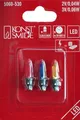 Produktbild: Konstsmide 5060-530 LED Ersatzbirne, 3er-Blister, 1 rote/1 gelbe/1 blaue Diode, 2V / 2V / 3V, 0.04.W / 0.04W / 0.06W, grüne Steckfassung