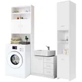 Produktbild: CASARIA® Badmöbel Set Badezimmerschrank Hochschrank Waschbeckenunterschrank Weiß