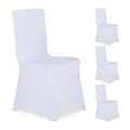 Produktbild: Relaxdays Stuhlhussen, 4er Set, universeller Stretch Stuhlbezug, Bankettstuhl Dekoration, Hochzeit und Feier, weiß
