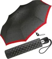 Produktbild: Pierre Cardin Stockregenschirm schöner Damen-Regenschirm mit Auf-Zu-Automatik, mit Dreiecke-Muster und roter Borte
