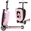 Produktbild: Cariboo Roller Kinder Scooter mit Koffer Mit 3 Rädern Ab 2 Jahren 2in1 Dreirad Klappbar Höhenverstellbar Bis 50 kg Handgepäck iTravel Rosa