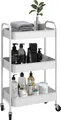 Produktbild: HOMCOM Servierwagen Rollwagen mit 3 Etagen, Küchenwagen, Aufbewahrungswagen, Beistellwagen für Küche, Wohnzimmer, Stahl, Weiß