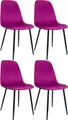 Produktbild: CLP 4er Set Esszimmerstuhl Maryam gepolstert mit Rückenlehne,lila Samt