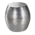 Produktbild: FINEBUY Beistelltisch SuVa12240_1 (42x42x42 cm Aluminium Hammerschlag Silber Rund), Sofatisch Orientalisch, Kleiner Wohnzimmertisch