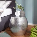 Produktbild: Beistelltisch FineBuy Aluminium Couchtisch Ø 42 cm Rund Wohnzimmertisch Silber