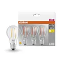 Produktbild: Osram LED Base Classic A, in Kolbenform mit E27-Sockel, Nicht Dimmbar, Ersetzt 60 Watt, Filamentstil Klar, Warmweiß - 2700 Kelvin, 3er-Pack