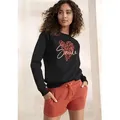 Produktbild: Sweatshirt LASCANA, Damen, Gr. 36/38, schwarz, Obermaterial: 60% Baumwolle, 40% Polyester, bedruckt, unifarben, klassisch hüftlang, Rundhals, Rippbündchen, Sweatshirts Sweatshirt, mit Herz-Leo-Druck, Loungewear, Topseller