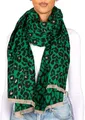 Produktbild: BRUBAKER Cashmirillo Damen Schal mit Leoparden Muster - 70 x 200 cm - Warm, Kuschelig und Oversized - Leo Damenschal für Herbst & Winter - Winterschal mit weichem Kaschmir-Gefühl - Grün & Schwarz