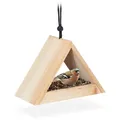 Produktbild: Vogelhaus Zum Aufhängen, Unbehandelt, Futterhaus Für Wildvögel, Garten & Balkon, Holz, Hbt 16x23,5x12cm, Natur - Relaxdays