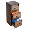 Produktbild: VEVOR Aktenschrank mit 3 Schubladen und Schloss, vertikale Büroschränke aus Holz für Homeoffice, Lagerschrank Materialschrank mit verstellbarer Hä