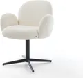 Produktbild: DELIFE Drehstuhl Nube-Flex mit Armlehnen Bouclé Weiß Fußkreuz Schwarz 360° drehbar Taschenfederkern