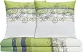 Produktbild: Erwin Müller Bettwäsche, Bettgarnitur Fein-Biber Blumen 4-TLG Sparpaket Pistazie Größe 80x80 cm / 155x220 cm - hautsymphatisch, bügelleicht, mit Marken-Reißverschluss
