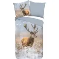 Produktbild: Wendebettwäsche Jolly, Mehrfarbig, Textil, Hirsch, 135x200 cm, atmungsaktiv, angenehm wärmend, Schlaftextilien, Bettwäsche, Bettwäsche, Biber-Bettwäsche