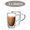 Produktbild: 2er Gläser Set Doppelwandige Gläser mit Henkel Teegläser Thermogläser 450 ml