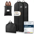 Produktbild: Bruce.® 2x Kleidersack Lang 160x60 cm inkl. 1x Schuhbeutel – Premium Kleiderhülle für Abendkleid, Robe & Trachten – 120 GSM Materialstärke – Atmungsaktive Schutzhülle für Reisen & Kleiderschrank