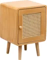 Produktbild: BELIANI Nachttisch Hellbraun aus Pappelholz Polyrattan Wiener Geflecht Schranktür für Schlafzimmer Boho Modern Natur Rustikal Nachtschrank
