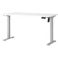 Produktbild: GERMANIA Boras höhenverstellbarer Schreibtisch weiß rechteckig, T-Fuß-Gestell silber 140,0 x 80,0 cm