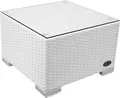 Produktbild: Beistelltisch Rattan Couchtisch Teetisch Polyrattan Tisch Gartentisch Weiss