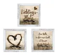 Produktbild: Bilder-Set 3-teilig Wandbild Bild Wanddeko Braun Weiß Herz Spruch 23 x 23 cm