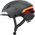 Produktbild: ABUS Fahrradhelm HYP-E - Helm mit Frontlicht, Rücklicht und Blinklicht - geeignet auch fürs Fahrradfahren auf E-Bike und S-Pedelec - für Jugendliche und Erwachsene - Grau, Größe S (51-55 cm)
