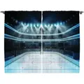 Produktbild: Abakuhaus Gardine Schlafzimmer Kräuselband Vorhang mit Schlaufen und Haken, Eishockey Sport Arena Foto Fans bunt 280 cm x 245 cm