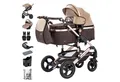 Produktbild: Daliya® Kombi-Kinderwagen BAMBIMO 3in1 Kinderwagen & Buggy mit Auto-Babyschale und Adapter, (XXL-Set inkl. Wickeltasche und Spieltisch, 15-tlg), Babyschale, Airless-Räder, Federung, weiche Matratze, Belüftungssystem