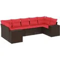 Produktbild: vidaXL 7-Tlg Gartensofa-Set mit Kissen Braun Polyrattan 3222993