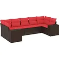 Produktbild: vidaXL 7-teiliges Gartensofa-Set mit Kissen, braun, Polyrattan - Braun