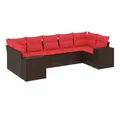 Produktbild: vidaXL Gartenlounge-Set 7-teiliges Gartensofa-Set mit Kissen, braun, Polyrattan, (1-tlg)