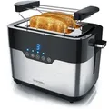 Produktbild: Arendo 2-Scheiben Toaster MORGEN Edelstahl, 920 W, mit extra breiten Schlitzen, Touchpanel mit LED-Anzeige, Schwarz/Silber