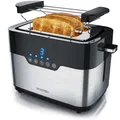 Produktbild: Arendo 2-Scheiben Toaster MORGEN Edelstahl, 920 W, mit extra breiten Schlitzen, Touchpanel mit LED-Anzeige, Schwarz/Silber