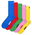 Produktbild: Happy Socks 5er Pack einfarbige Socken, rote grüne gelbe blaue und rosa Socken, bunte Geschenkbox für Damen und Herren