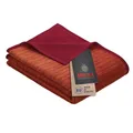 Produktbild: Ibena Fano Kuscheldecke 100x150 cm – Kniedecke rot orange, tolle Wendedecke aus hochwertiger Baumwollmischung, kuschelweich und angenehm warm
