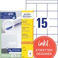 Produktbild: AVERY Zweckform 3669 Adressaufkleber (1.500 Klebeetiketten, 70x50,8mm auf A4, Papier matt, bedruckbare Absenderetiketten, selbstklebende Adressetiketten mit ultragrip) 100 Blatt, weiß