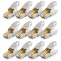 Produktbild: 12x CAT8 Netzwerkstecker 40Gbit/s RJ45 Netzwerk LAN Adapter Stecker Verlegekabel