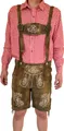 Produktbild: Premium Herren Lederhose kurz Ziegenleder mit Hosenträger Deluxebestickung Tracht , Größe: 52 Farbe: Braun