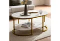 Produktbild: FINEBUY Couchtisch FB59209 Sofatisch 100 cm Marmor Optik Wohnzimmertisch Tisch Ablage (Wohnzimmertisch, Kaffeetisch mit Stauraum), 100x60x45cm, Sofatisch Marmor Optik Weiß Modern