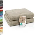 Produktbild: ZOLLNER 2er Set Badetücher - weiche und saugstarke Duschtücher - waschbar bis 95°C - Baumwolle - 100x150 cm in Cappuccino