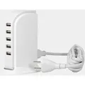 Produktbild: Ladegerät 5x USB 25W Ladestation USB Netzteil Mehrfachladegerät mit integriertem Netzkabel weiß