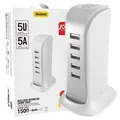 Produktbild: Dudao 5x USB-Wandladegerät mit EU-Kabel, weiß