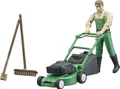 Produktbild: Bruder 62103 - bworld Gärtner mit Rasenmäher Gartengeräten Spielfigur beweglich