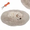 Produktbild: BENNO® Hundebett BALU Donutform, 50x50x16 cm, weiches Kuschelbett mit Polypropylen-Füllung, beige, waschbar, Rutschfester Boden, inkl. Kauknochen, Schlafplatz für Hunde