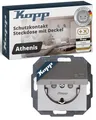 Produktbild: Kopp ATHENIS Schutzkontaktsteckdose mit Deckel - Stahlfarben - 1-fach Einbausteckdose mit erhöhtem Berührungsschutz - IP20 Steckdose mit Klappe - Hochwertige Unterputz-Steckdose 16A / 250V~