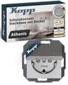 Produktbild: ATHENIS Schutzkontaktsteckdose mit Deckel - Stahlfarben - 1-fach Einbausteckd...