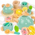 Produktbild: Holz Tee Set für Kinder mit Zubehör und Tablett 15-teilig Spielset