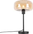 Produktbild: QAZQA - Art Deco Art-Deco-Tischlampe schwarz mit braunem Glas - Bizle I Wohnzimmer I Schlafzimmer - Rund - LED geeignet E27