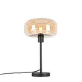 Produktbild: Qazqa Art Deco Tischleuchte mit Glas, Tischlampe - Bizle - Beige, Rund, max. 25W, Geeignet für LED, 46cm, Ideal als Schlafzimmerlampe und Wohnzimmerlampe