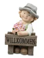 Produktbild: Dekofigur Junge Willkommen | Dekofigur Figur Gartenfigur Gartendeko | 22x18 cm