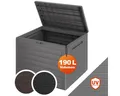 Produktbild: Casaria Auflagenbox Lille (1 St), 190L UV-beständig Griffmulden Verschließbar Balkon Holz-Optik Grau