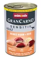 Produktbild: animonda GranCarno Hunde Nassfutter Sensitiv Reines Huhn + Reis (6 x 400g), getreidefreies Hundenassfutter ohne Zucker, für ausgewachsene Hunde, mit frischen fleischigen Zutaten
